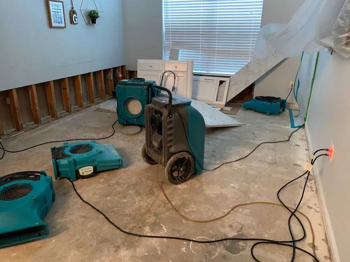 Dehumidifier in flood-cut room for Water Damage Restoration in Terrace Heights
